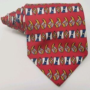Daniel Hetcher Red Silk Abstract Geometric Tie